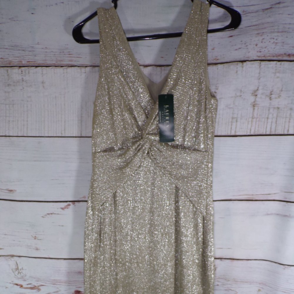 NWT Ralph Lauren White Gold Cocktail Dress!!